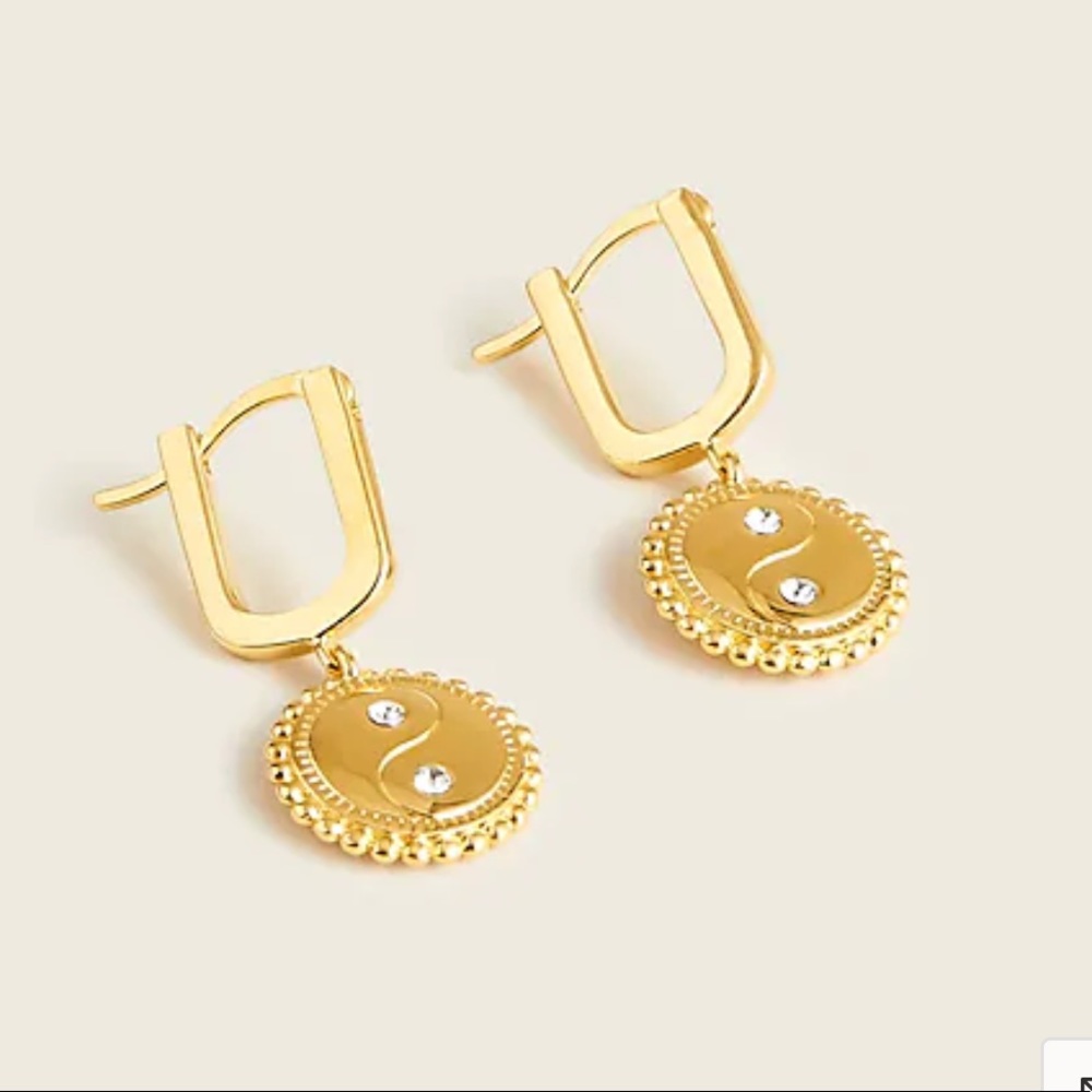 New! J.Crew Demi-fine 14k gold-plated yin-yang earrings